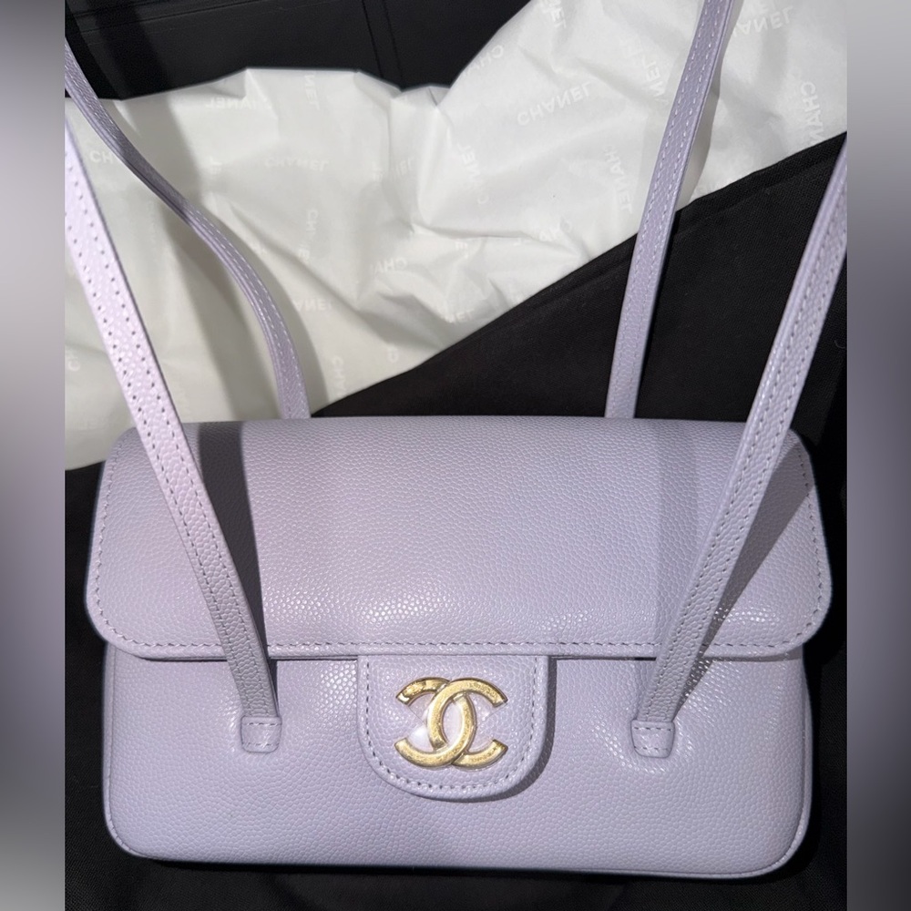 Chanel 26S Preppy Coco Mini Purple Caviar Leather Gold CC Logo Shoulder Bag - Picture 5 of 16